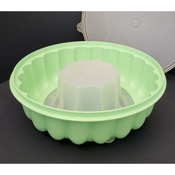 Tupperware Jello Mold Ring 3 pc Mint Green Lid 6 Cup Jel-N-Serve 1201 1202 1203 - Picture 2 of 15